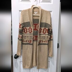Maurices Womens Southwestern Open Front Cardigan Sweater XS Fringe Boho Festival